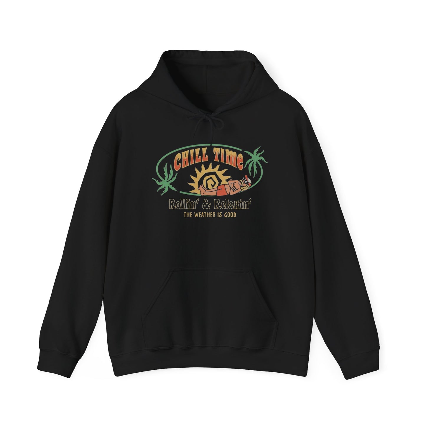 Chill Time Good Weather Graphic Hoodie Unisex Heavy Blend™ Hooded Sweatshirt