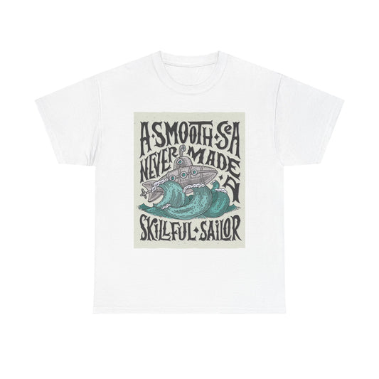 Smooth Seas Graphic T Shirt Sailor Unisex Heavy Cotton Tee