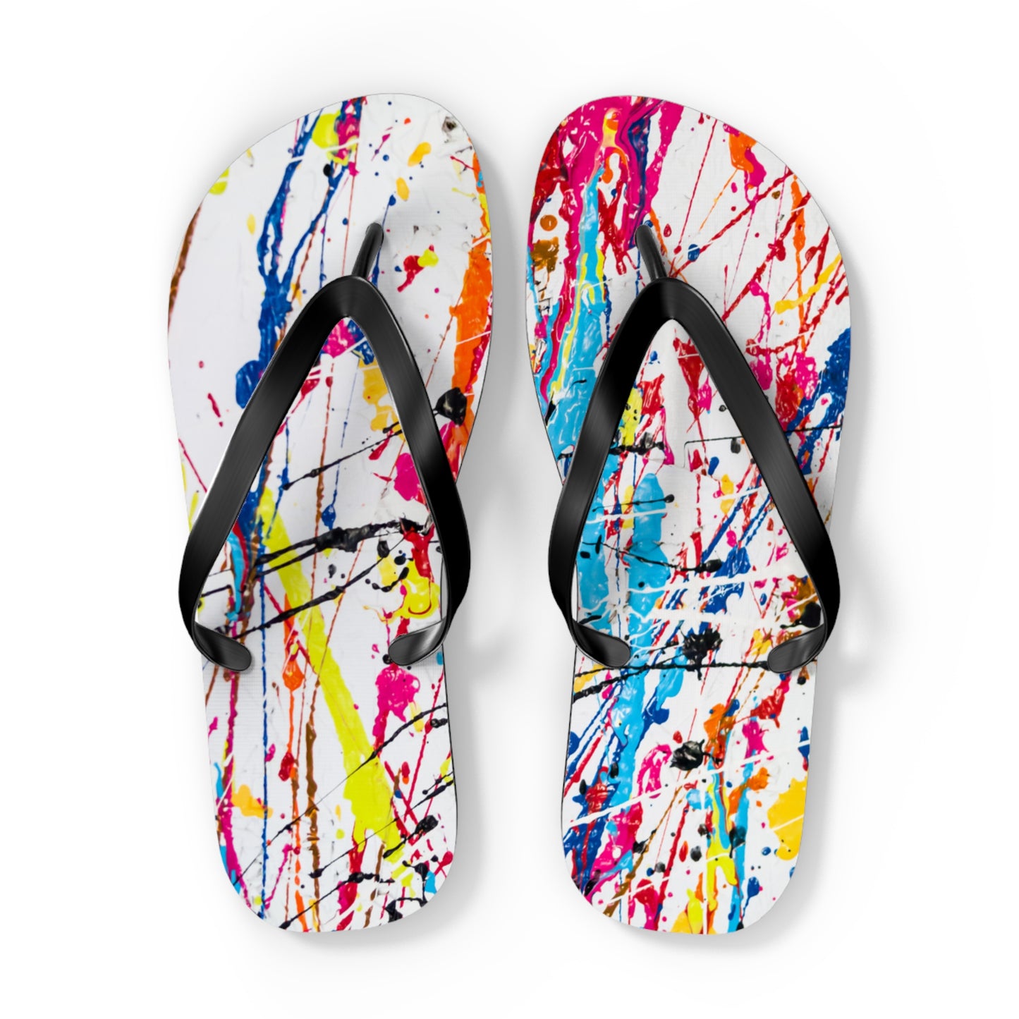 Waves And Sun Sandals Paint Splatter Summer Flip Flops Slides BRAND NEW