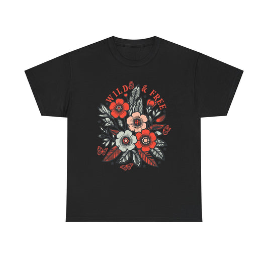 Wild And Free Graphic T-Shirt Men's Women's Heavy Cotton Tee NEW GIFT