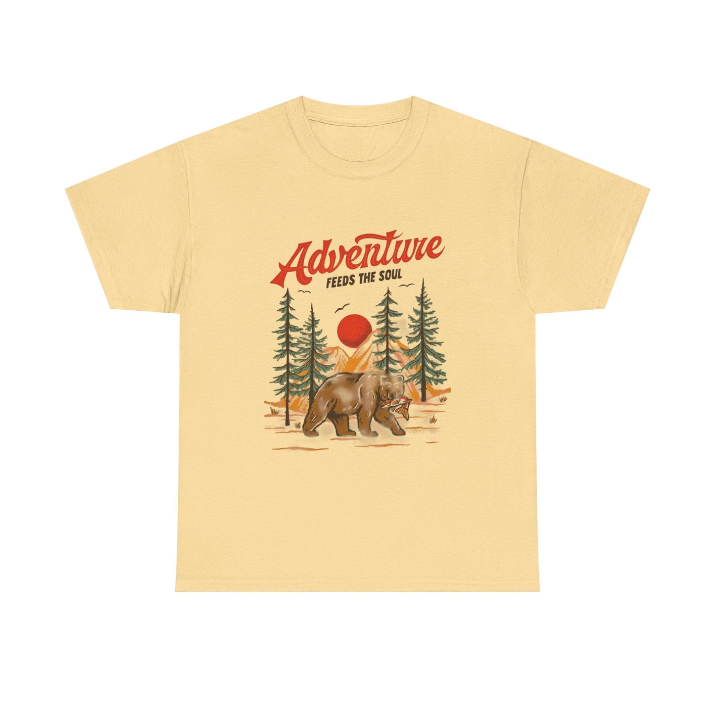 Adventure Feeds The Soul Camping Graphic T-Shirt Cotton Tee New Gift Vintage
