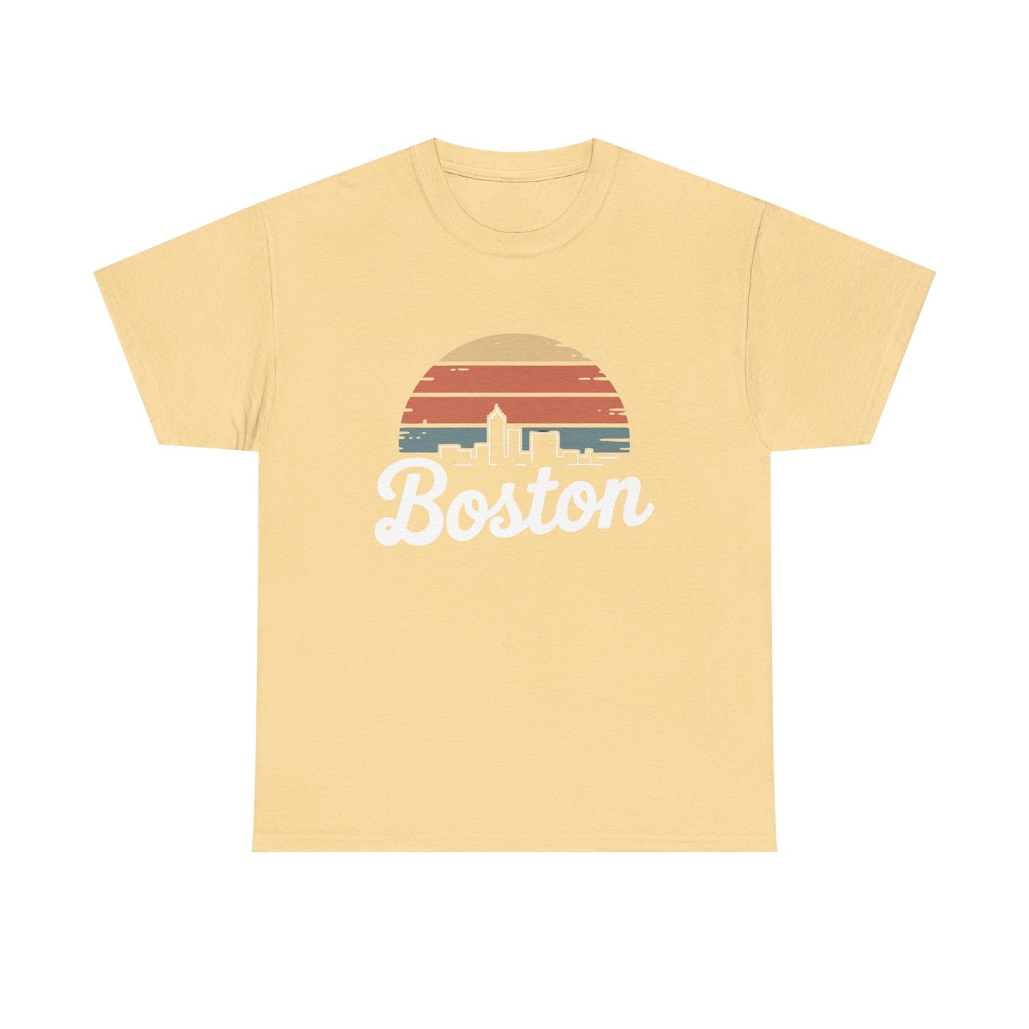 Boston Mass Skyline Graphic T Shirt NEW GIFT Unisex Heavy Cotton Tee