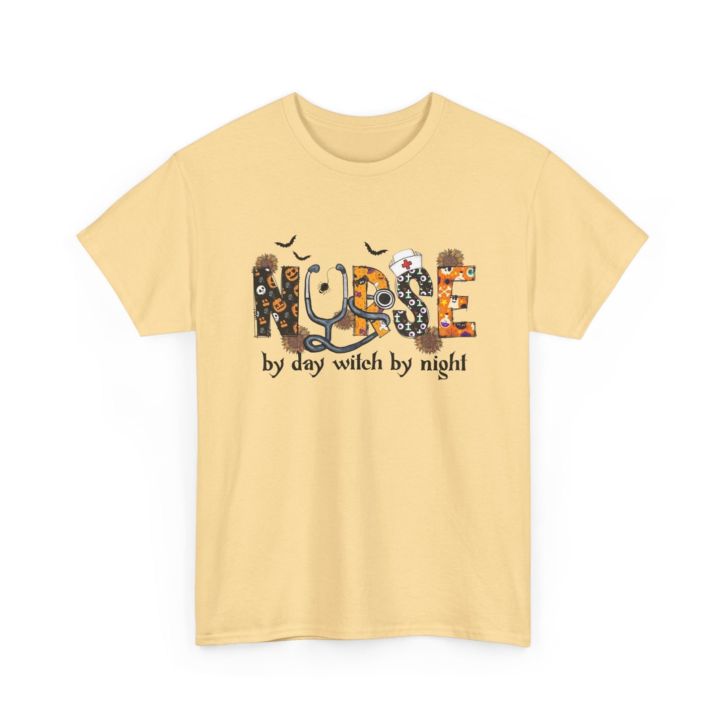 Nurse By Day Witch By Night Graphic T Shirt NEW Unisex Heavy Cotton Tee