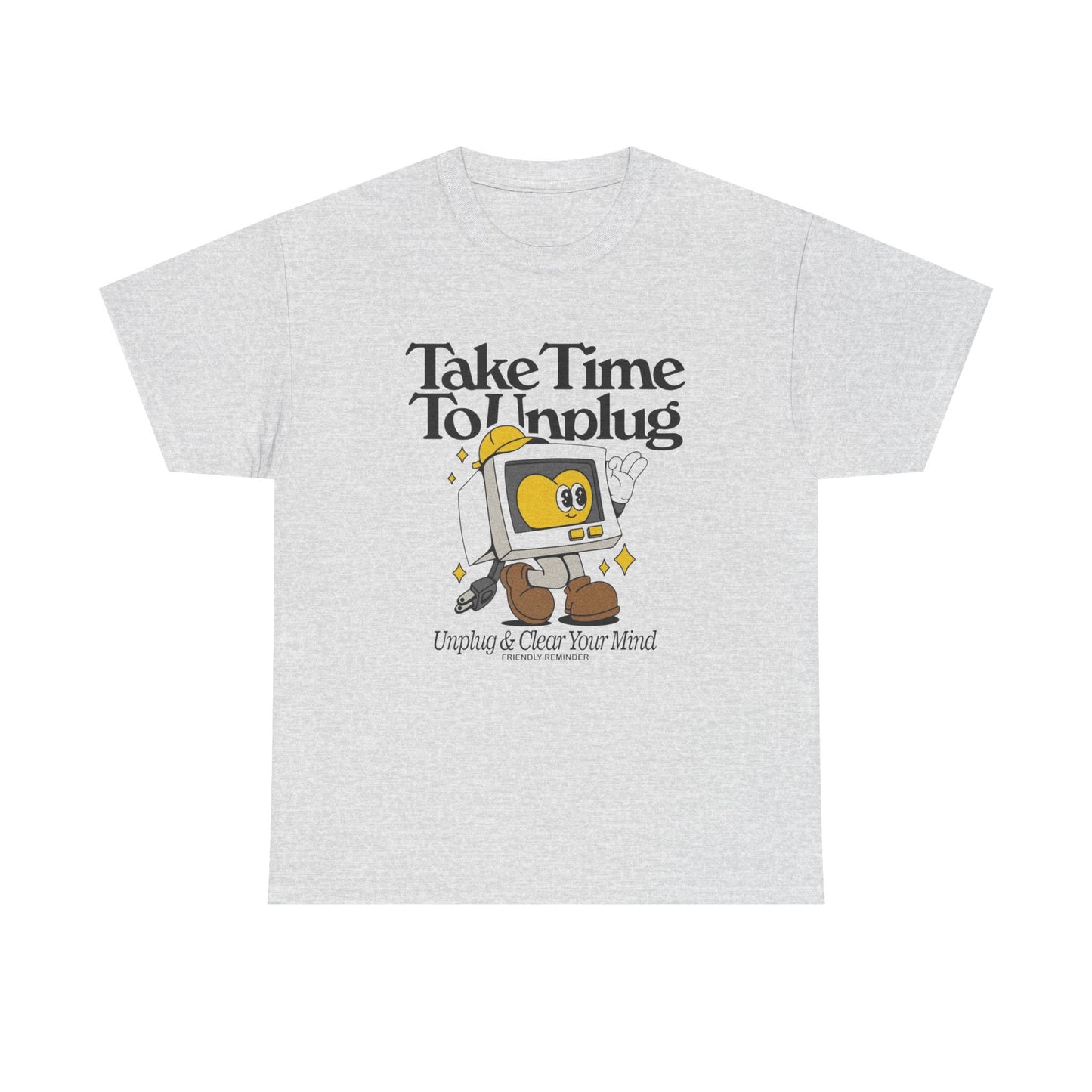 Take Time To Unplug Graphic T Shirt Unisex Heavy Cotton Tee NEW Gift