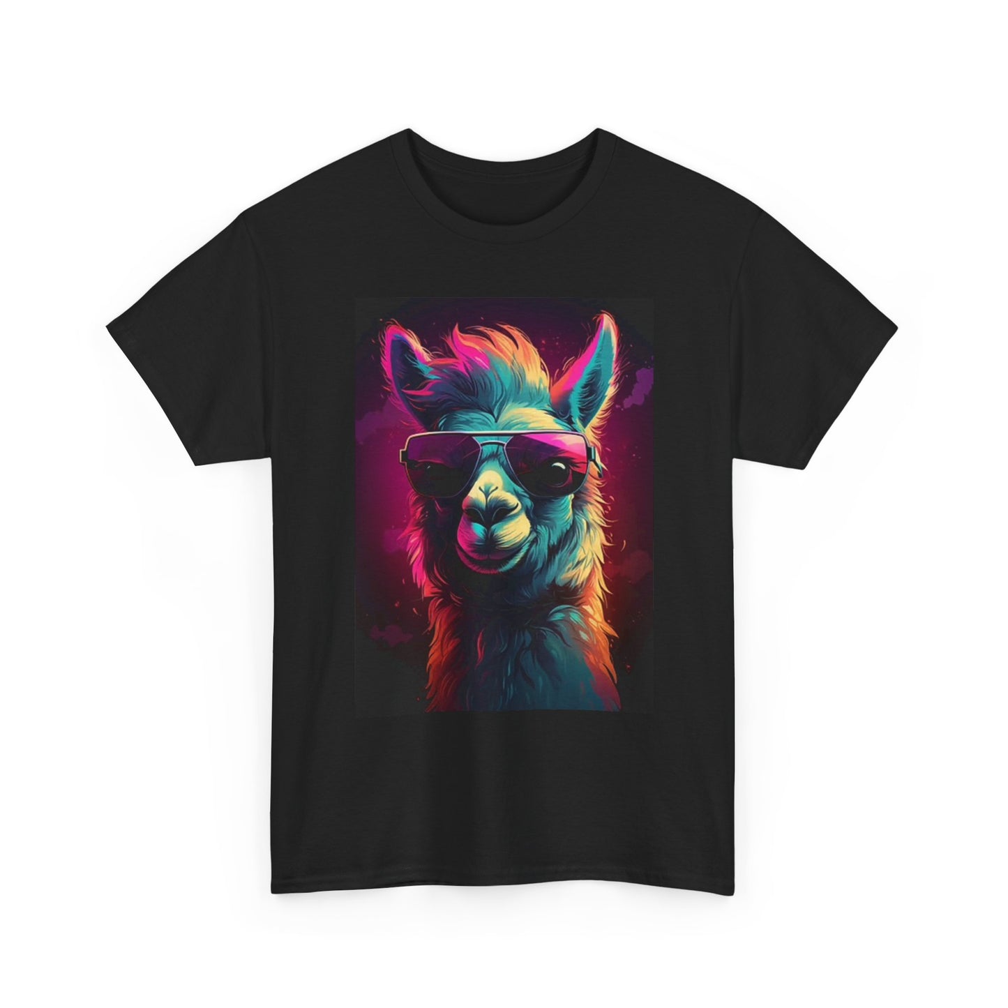 Funny LLama Graphic T Shirt Neon Animals Unisex Heavy Cotton Tee