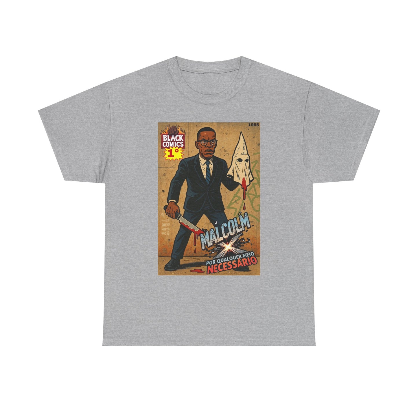 Malcolm X Graphic T Shirt Cartoon Artwork Retro Unisex Heavy Cotton Tee