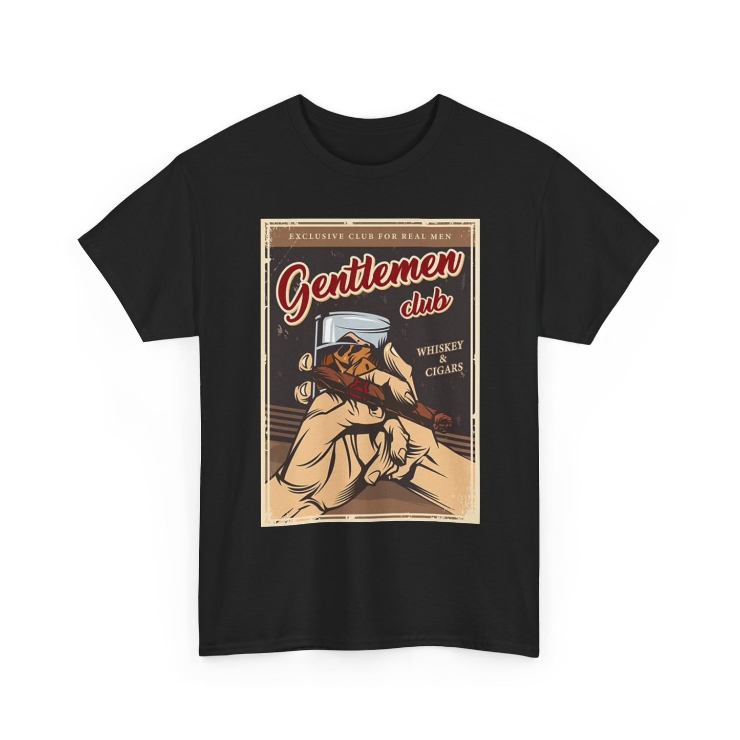 Gentlemans Club Graphic T Shirt Vintage Cigars And Whiskey Unisex Heavy Cotton