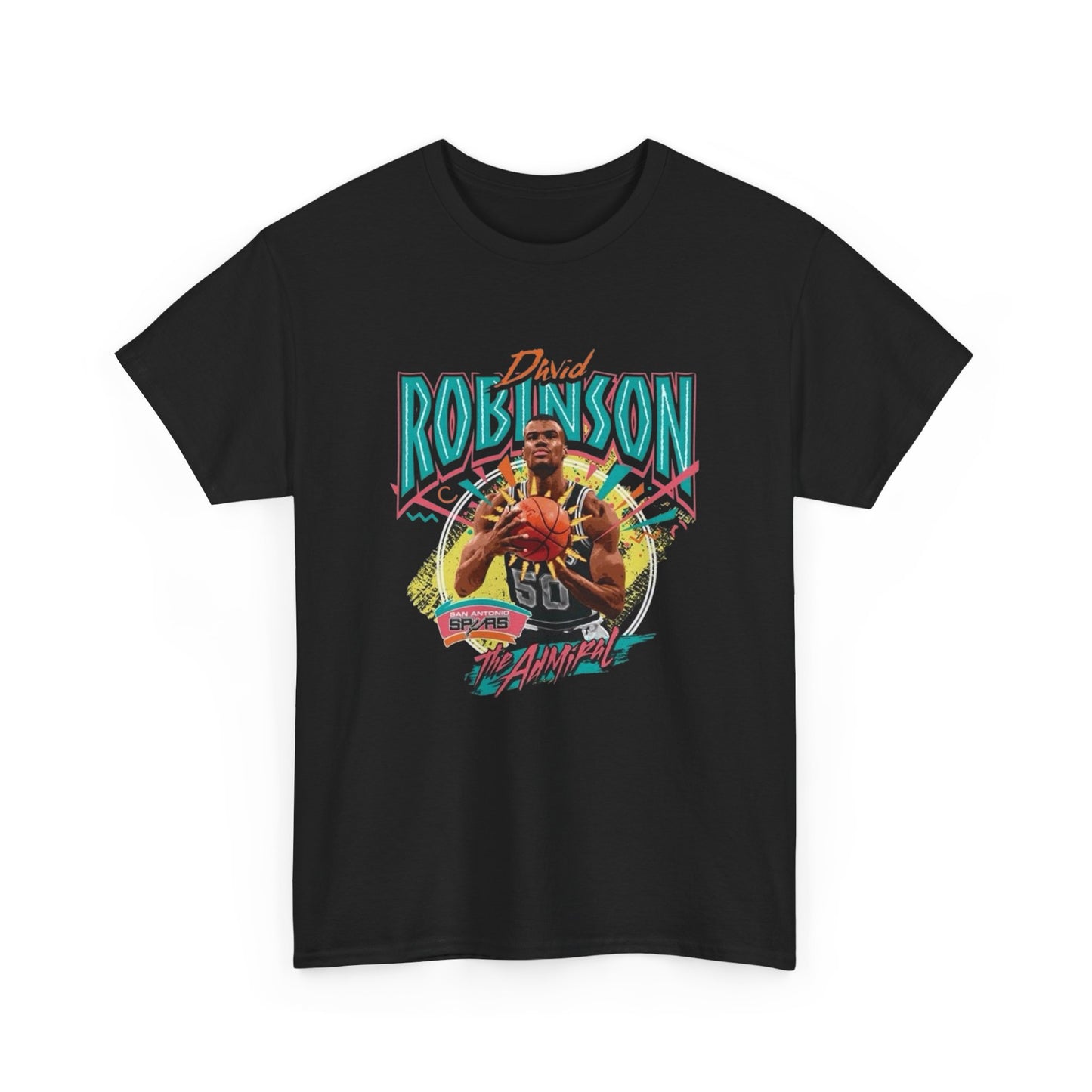 David Robinson Vintage Spurs Graphic T Shirt S-5XL NEW Unisex Heavy Cotton Tee