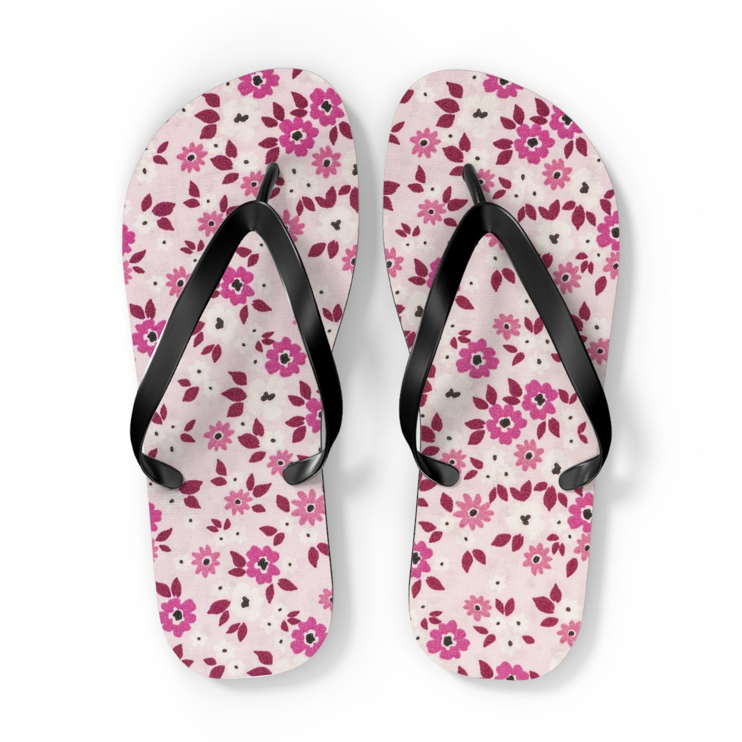 Waves And Sun Sandals Red And Pink Flowers Summer Flip Flops Slides BRAND NEW