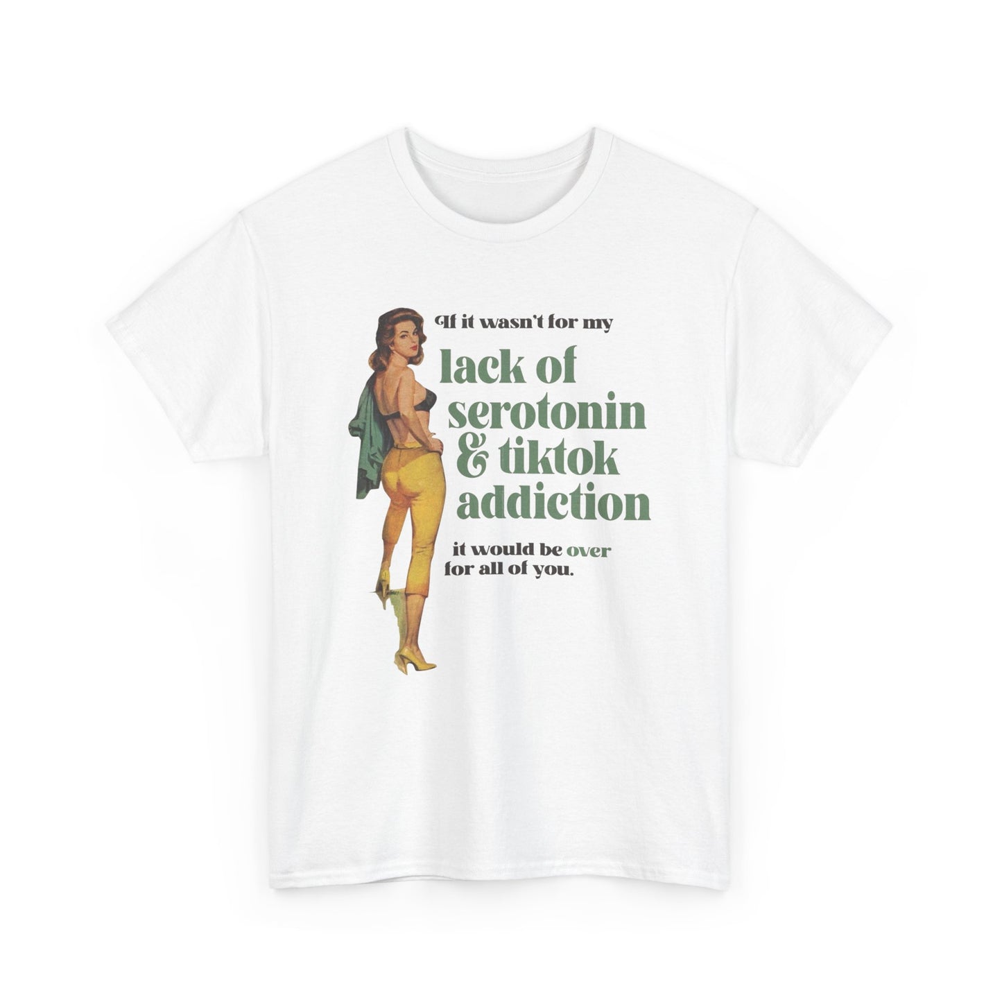 Lack Of Serotonin And Tik Tok Addiction Graphic T-Shirt Women's Comfy Cotton Tee