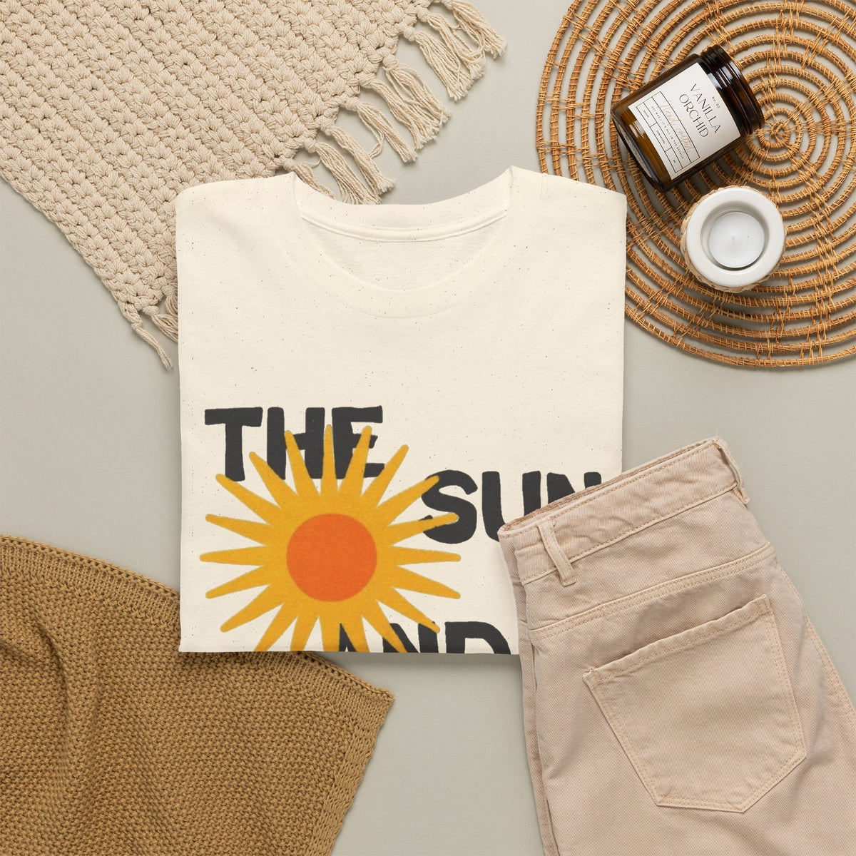 The Sun And The Sea Graphic T Shirt Retro Men's Heavy Cotton Tee