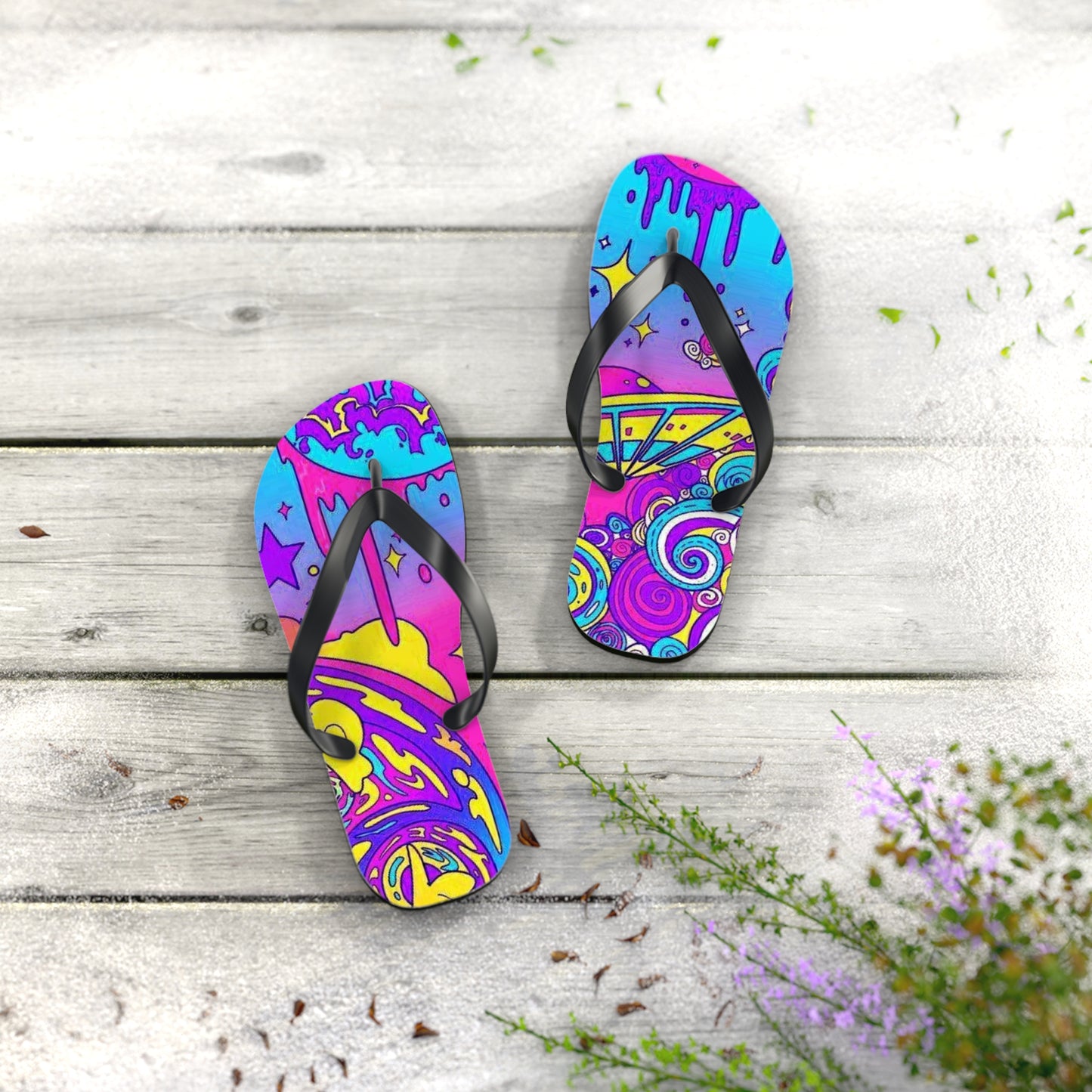 Neon Drip Beach Sandals, Slides for Summer, Flip Flops, Water Resistant