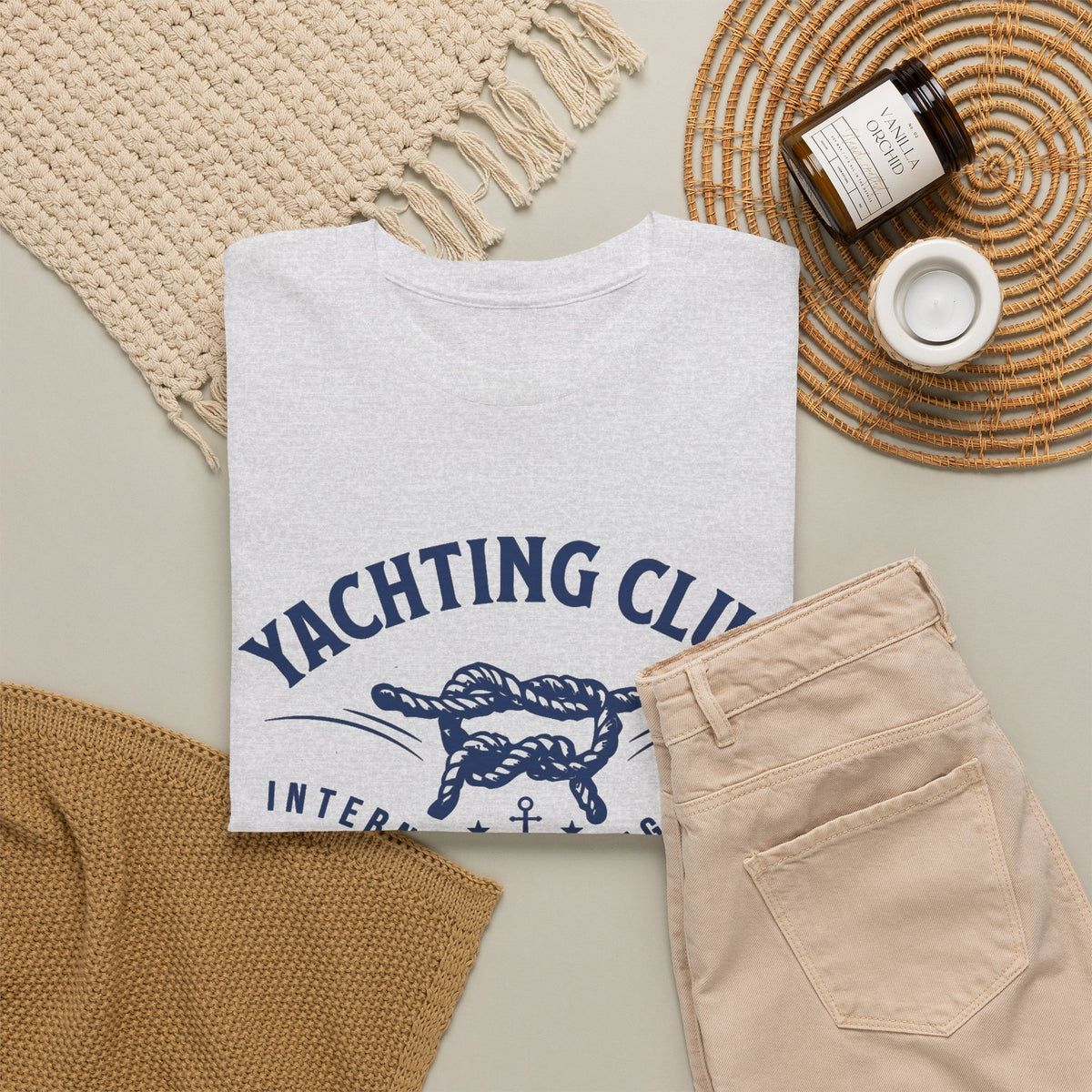 Yachting Club Graphic T Shirt Men's Vintage Heavy Cotton Tee
