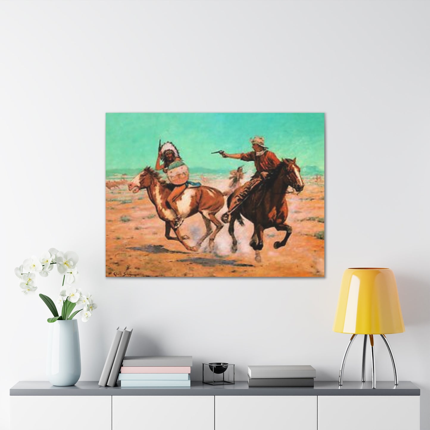 Cowboys And Indians Western AMERICA USA New Print Canvas Stretched, 0.75"