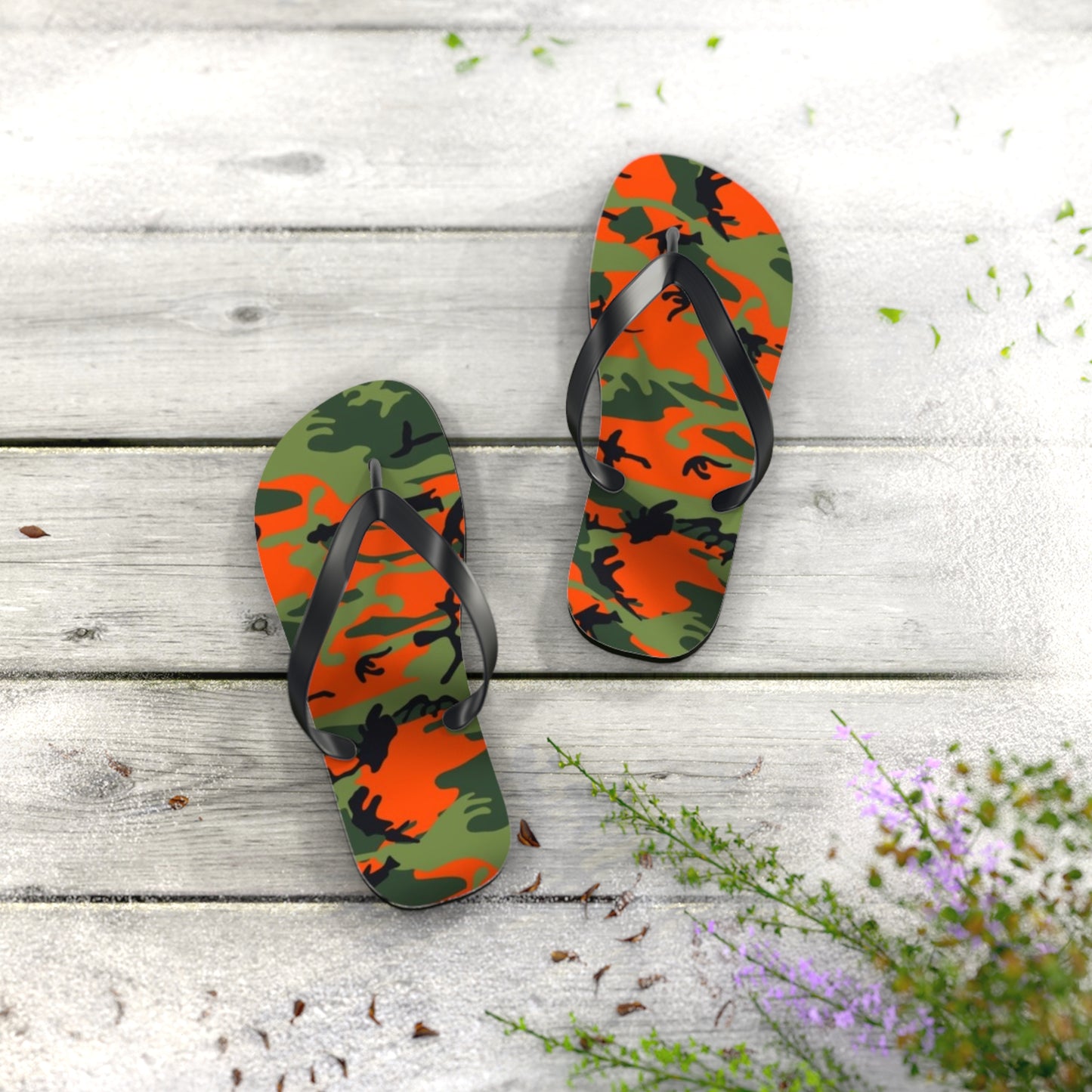 Waves And Sun Sandals Orange Camo Summer Flip Flops Slides BRAND NEW