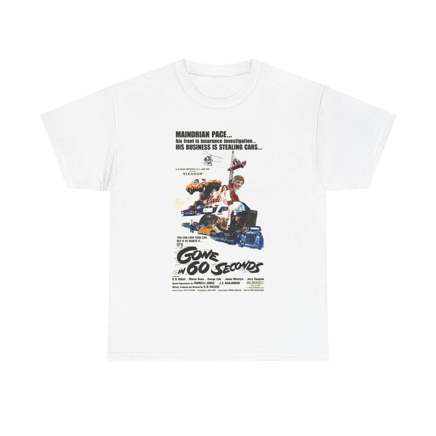 Gone In 60 seconds Tshirt Vintage movie poster Unisex Heavy Cotton Tee