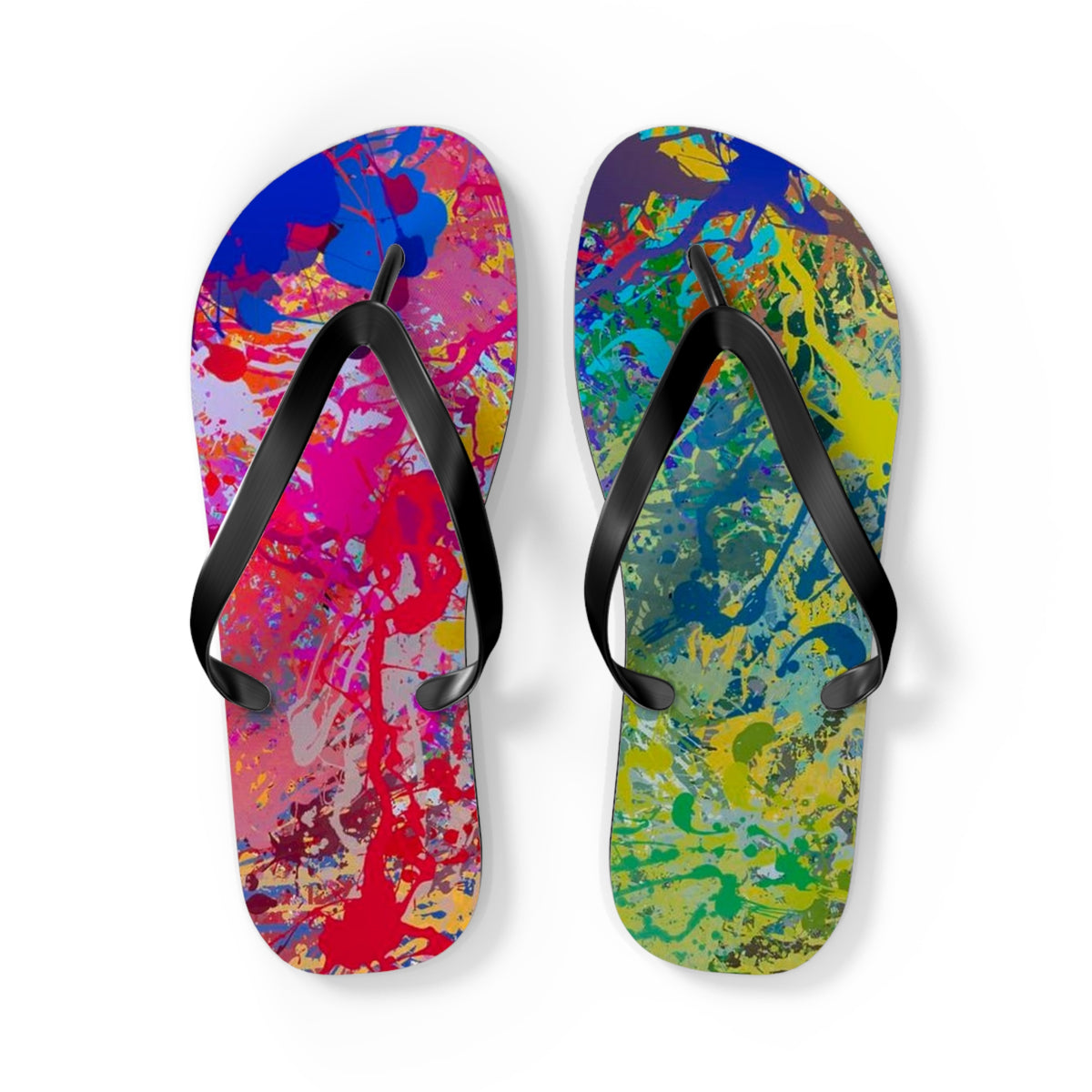 Paint Splatter Beach Sandals, Slides for Summer, Flip Flops, Water Resistant