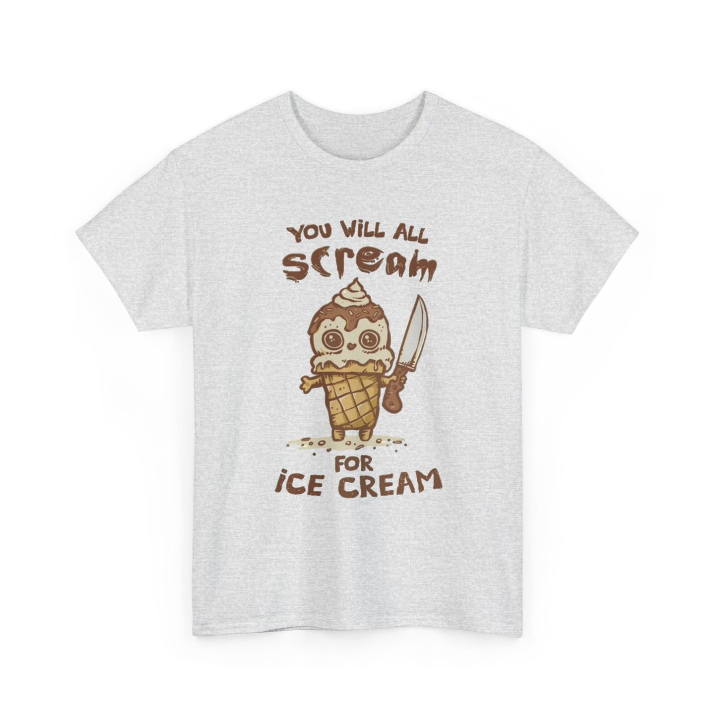 Scream For Ice Cream Funny Graphic T Shirt NEW Unisex Heavy Cotton Tee
