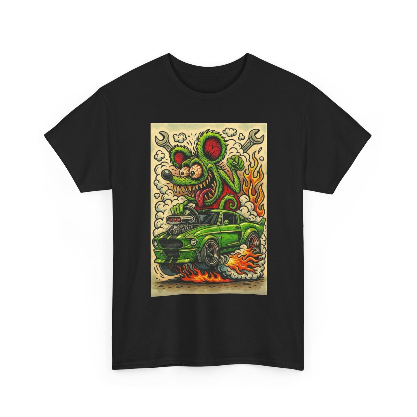 Rat Fink Mustang Graphic T Shirt NEW Unisex Heavy Cotton Tee