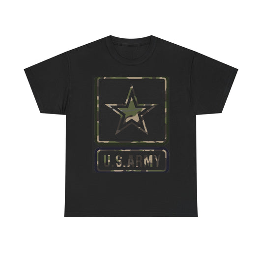 US Army Graphic T Shirt Military Retro Camo Unisex Heavy Cotton Tee