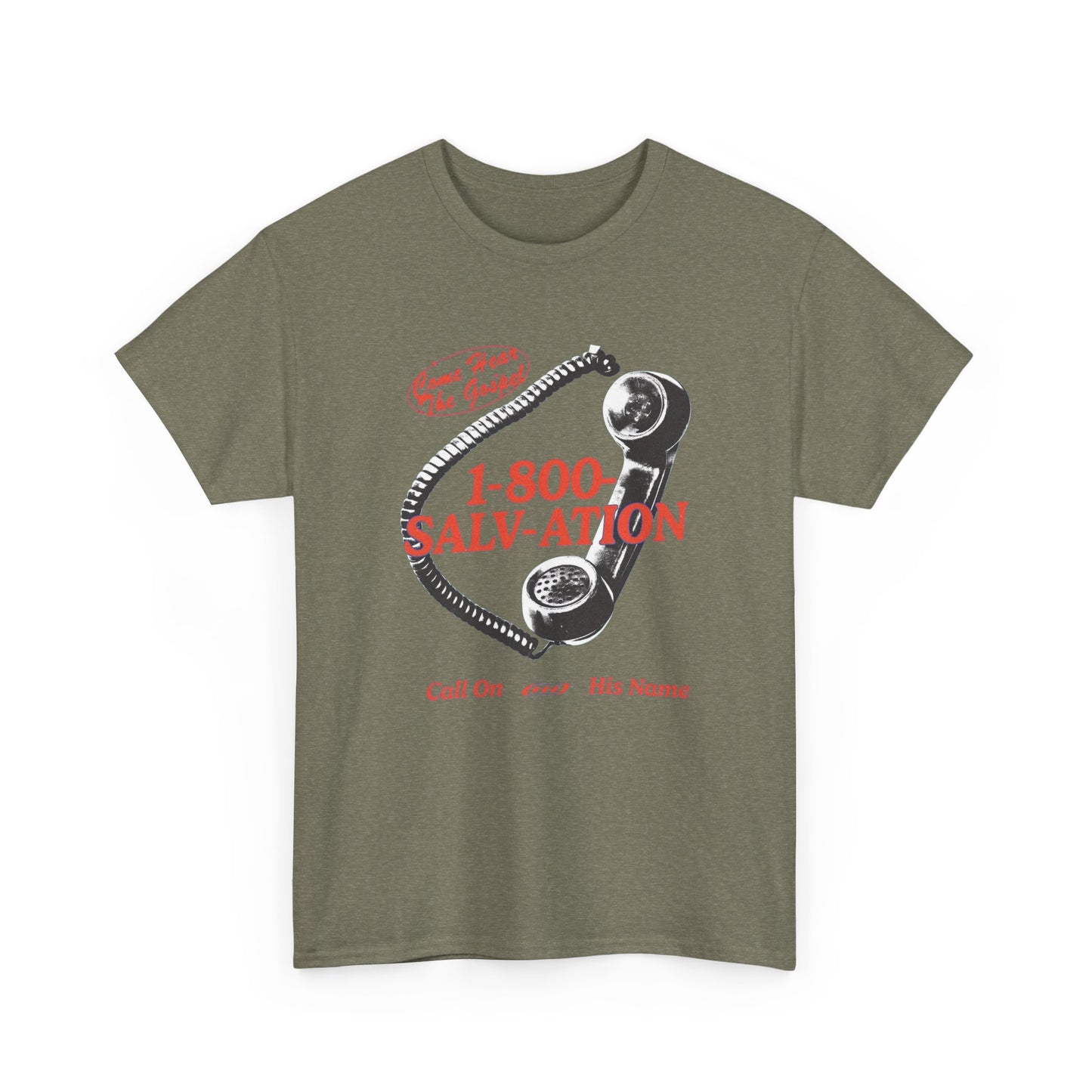 Salvation Is Calling Jesus Graphic T Shirt Unisex Heavy Cotton Tee Gift New