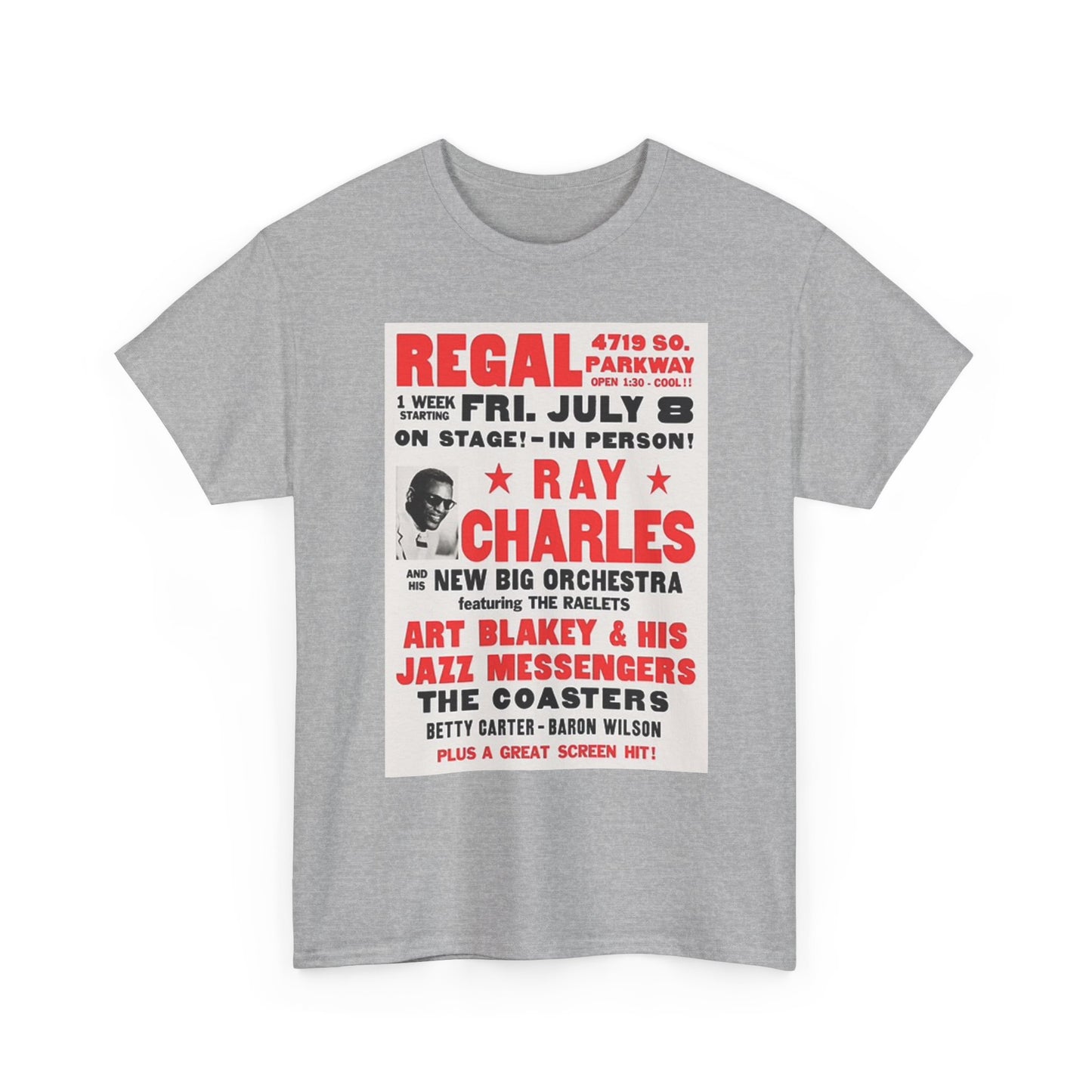 Ray Charles Graphic T Shirt Vintage Poster Unisex Heavy Cotton Tee
