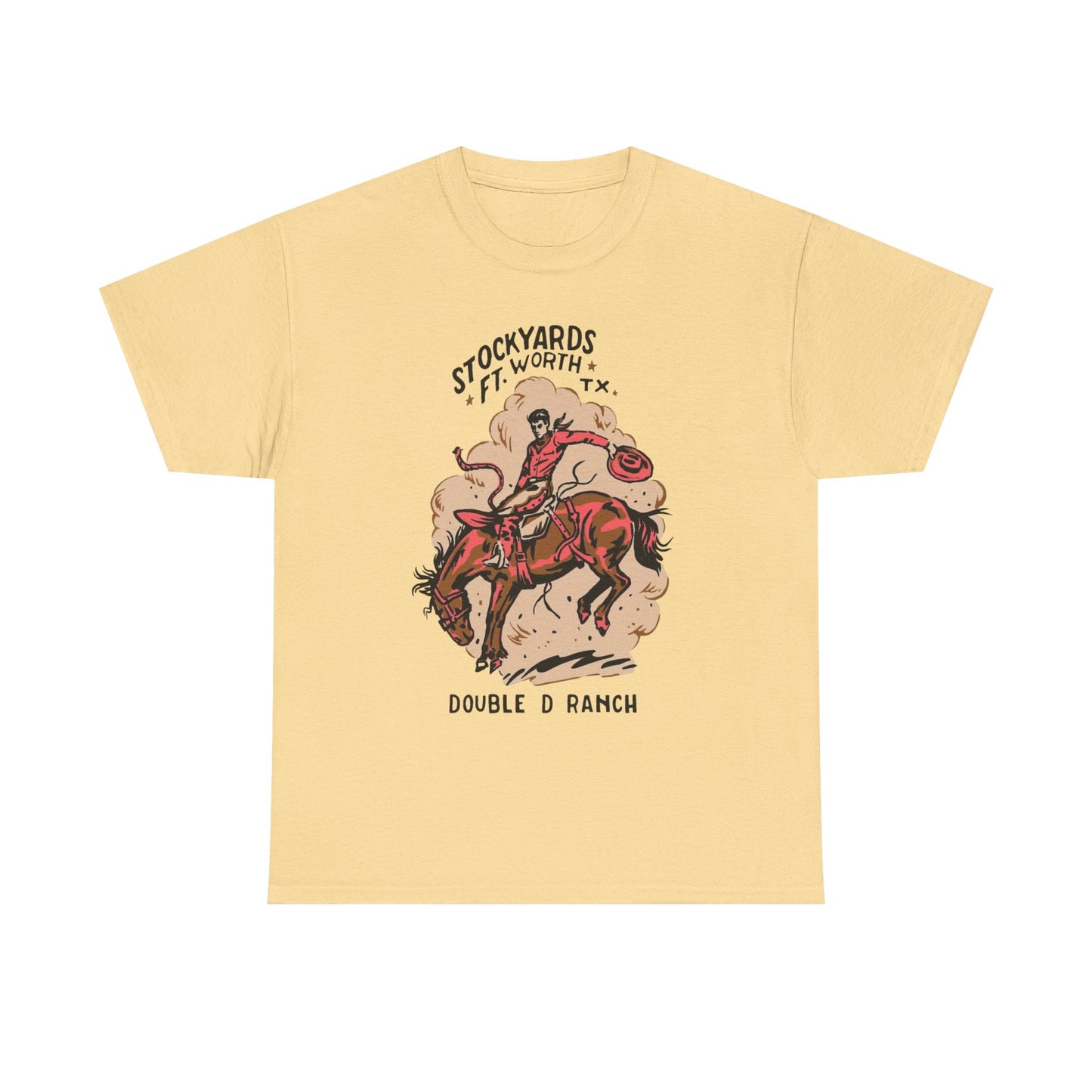 Texas Cowboy Stockyards Vintage Graphic T Shirt Unisex Heavy Cotton Tee