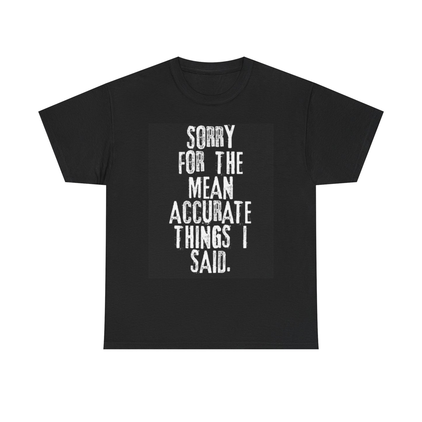 Sorry For The Mean Things I Said Graphic T Shirt Funny Joke Unisex Heavy Cotton
