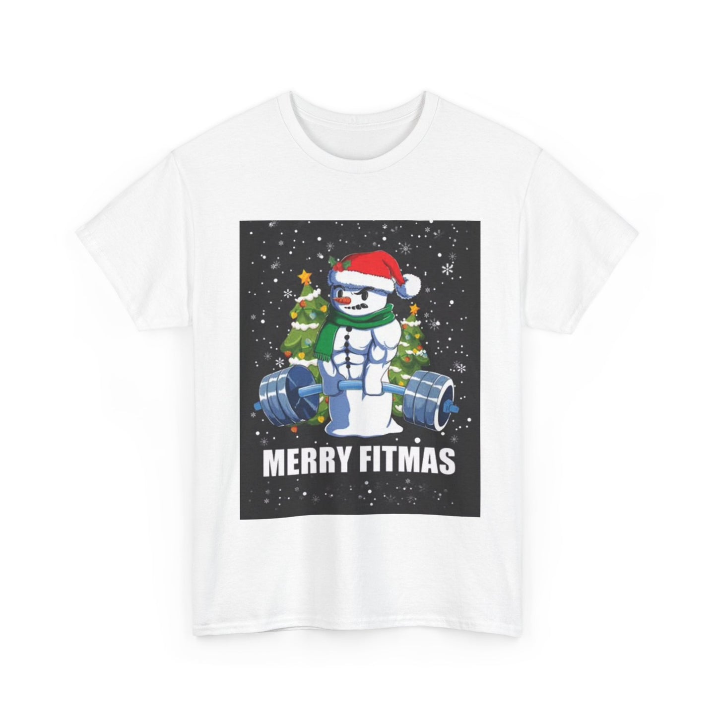 Merry Fitmas Shirt Funny Gym Snowman Christmas Gym Unisex Heavy Cotton Tee
