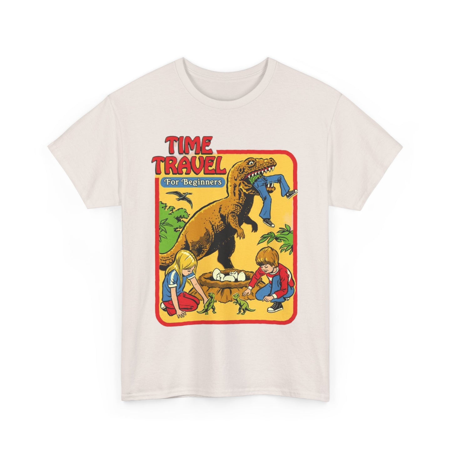 Time Travel Funny T shirt Kids Dinosaur Museum Unisex Heavy Cotton Tee 80s Retro