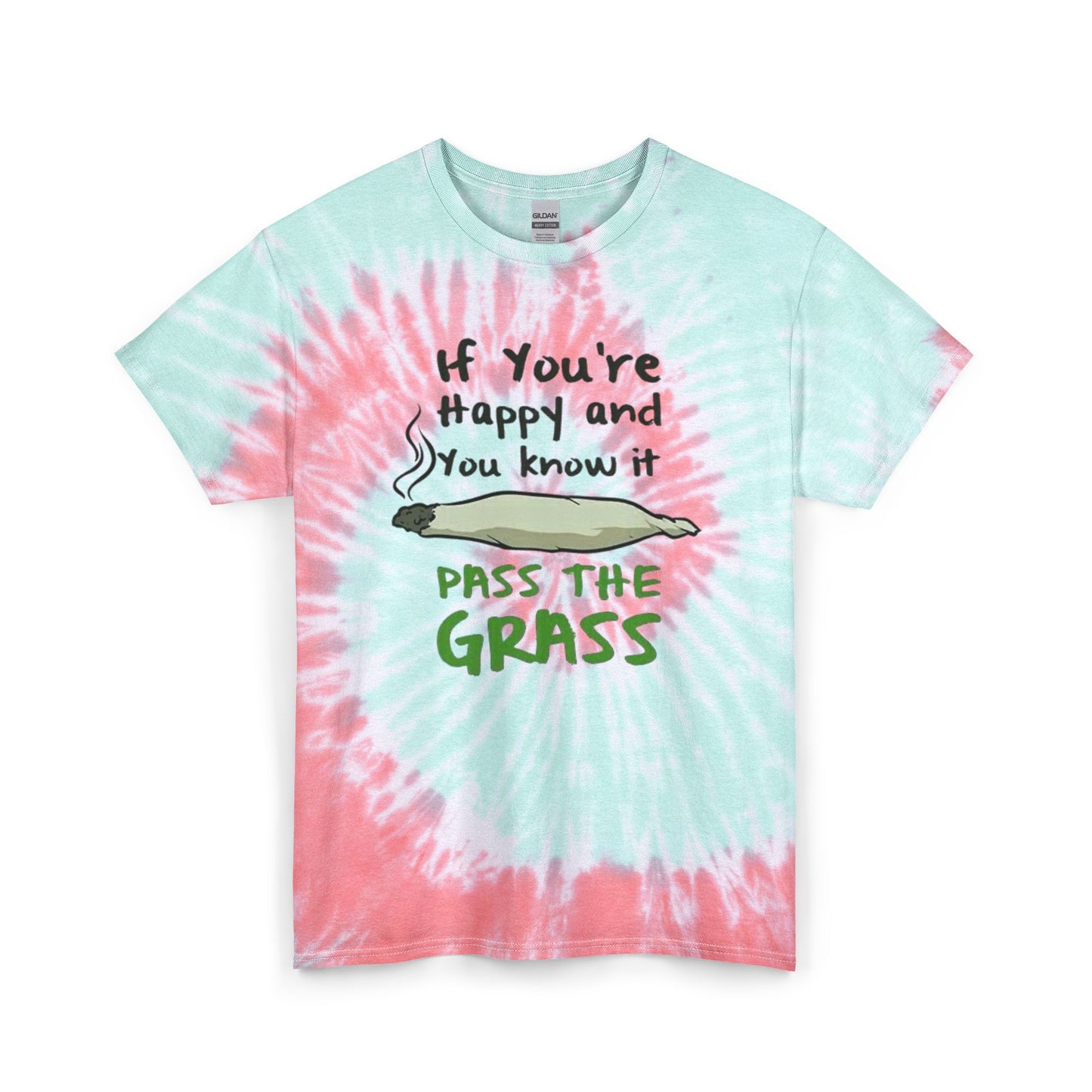 Pass The Grass Cannabis Graphic T-Shirt Brand New Unisex Heavy Cotton  Tie Dye