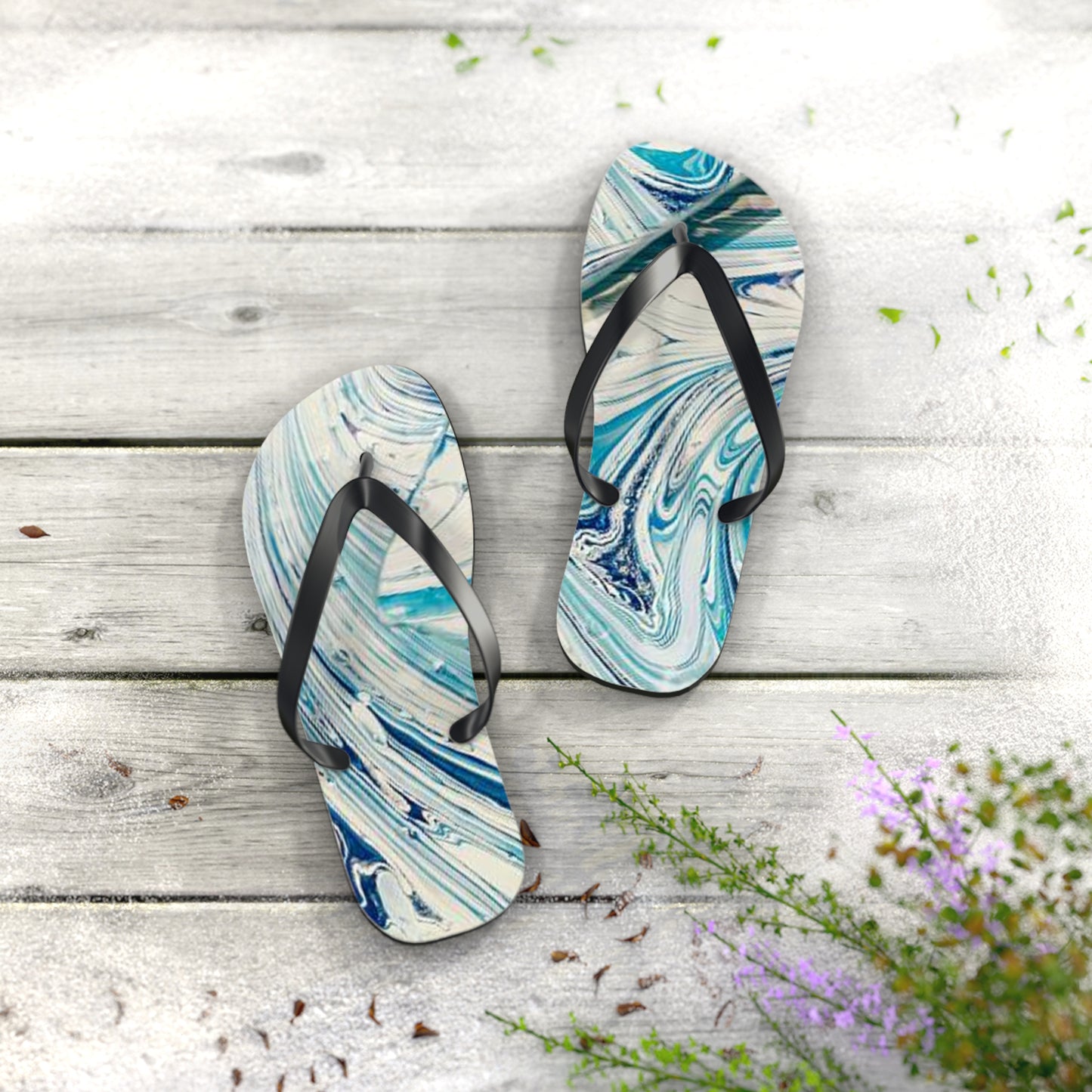 Turquoise Marble Sandals, Beach Shoes, Vacation Flip Flops, Pool Slides