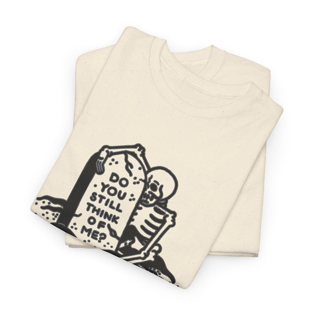 Skeleton Reading Gravestone T-Shirt | Do You Still Think of Me Men's Tee