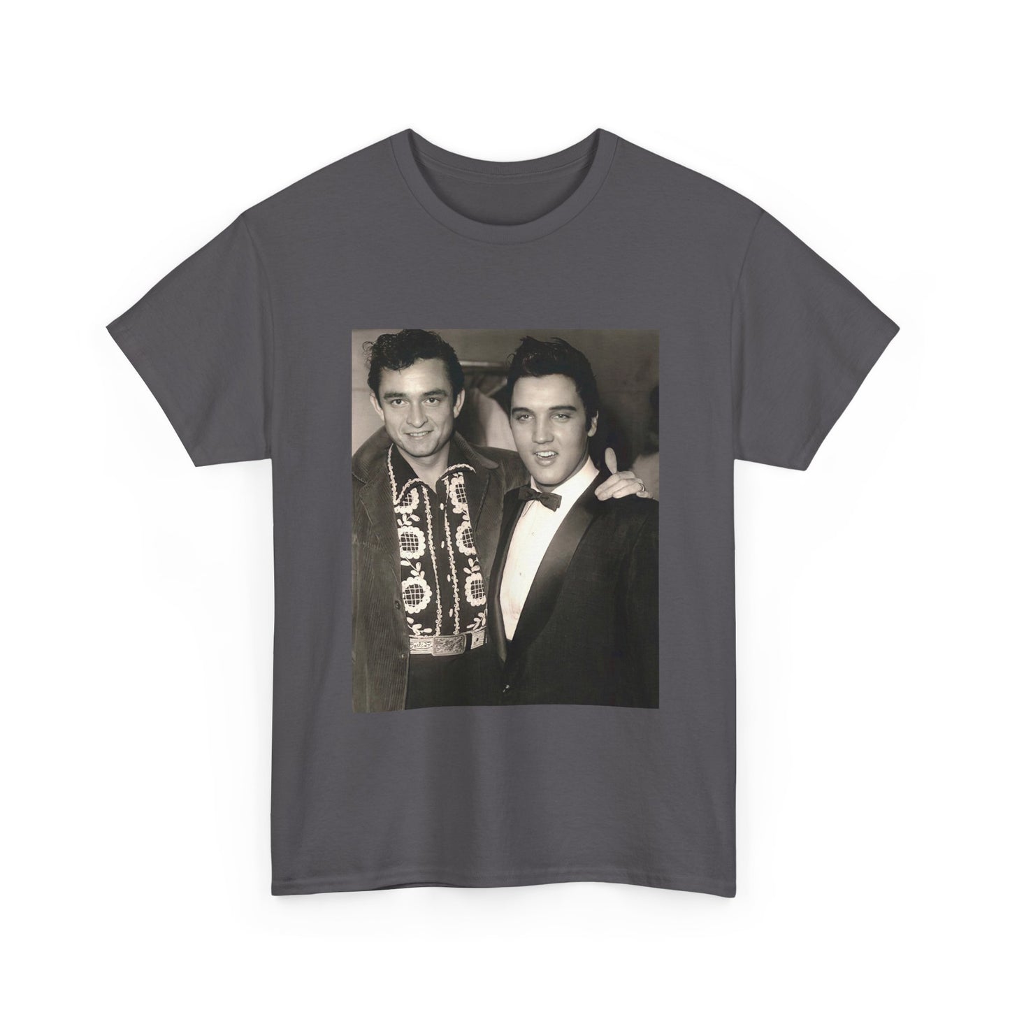 Elvis And Johnny cash shirt vintage graphic art black and white Heavy Cotton