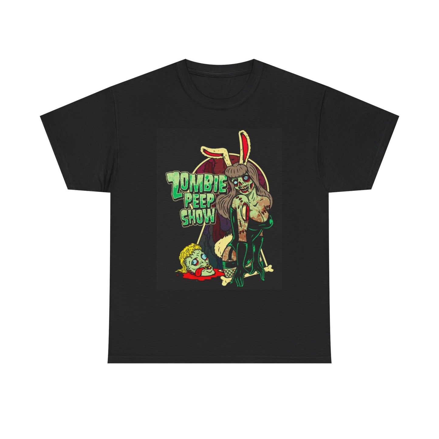 Zombie Peep Show Graphic T Shirt Vintage Sailor Jerry ART Unisex Heavy Cotton
