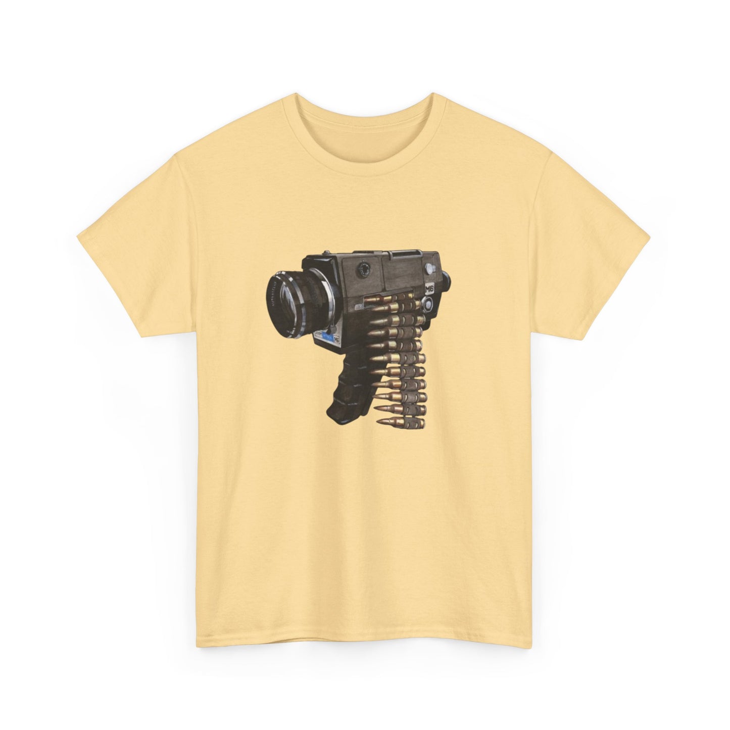 Camera Gun Art Graphic T Shirt Unisex Heavy Cotton Tee
