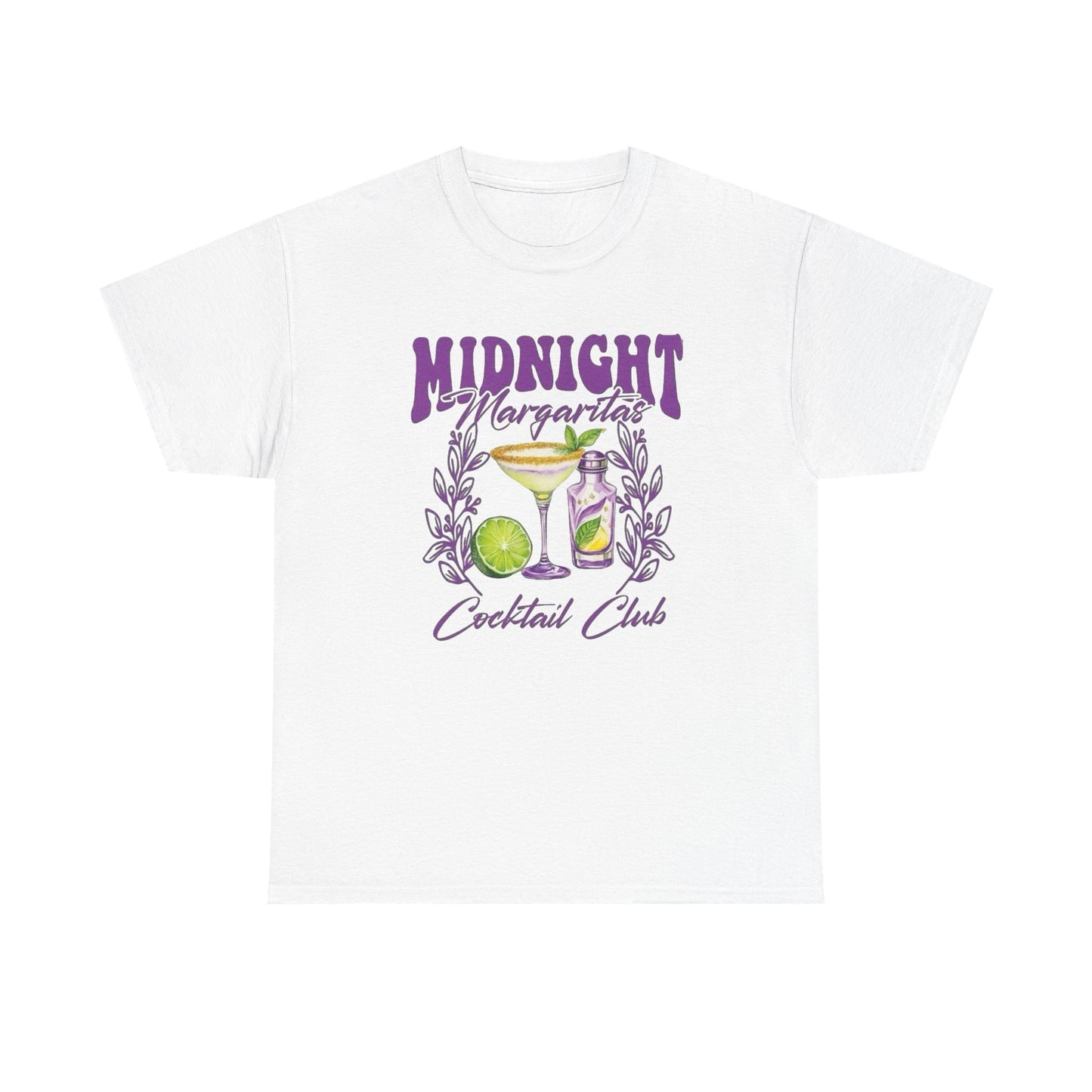 Midnight Margaritas Cocktail Club Graphic T Shirt NEW Unisex Heavy Cotton Tee