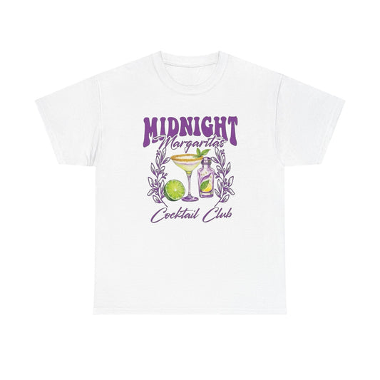 Midnight Margaritas Cocktail Club Graphic T Shirt NEW Unisex Heavy Cotton Tee