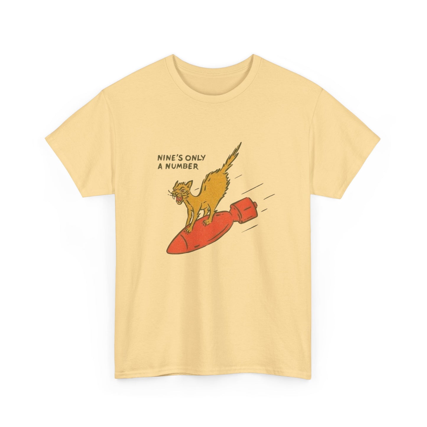 Nines Only A Number Funny Cat Graphic T Shirt Adult NEW