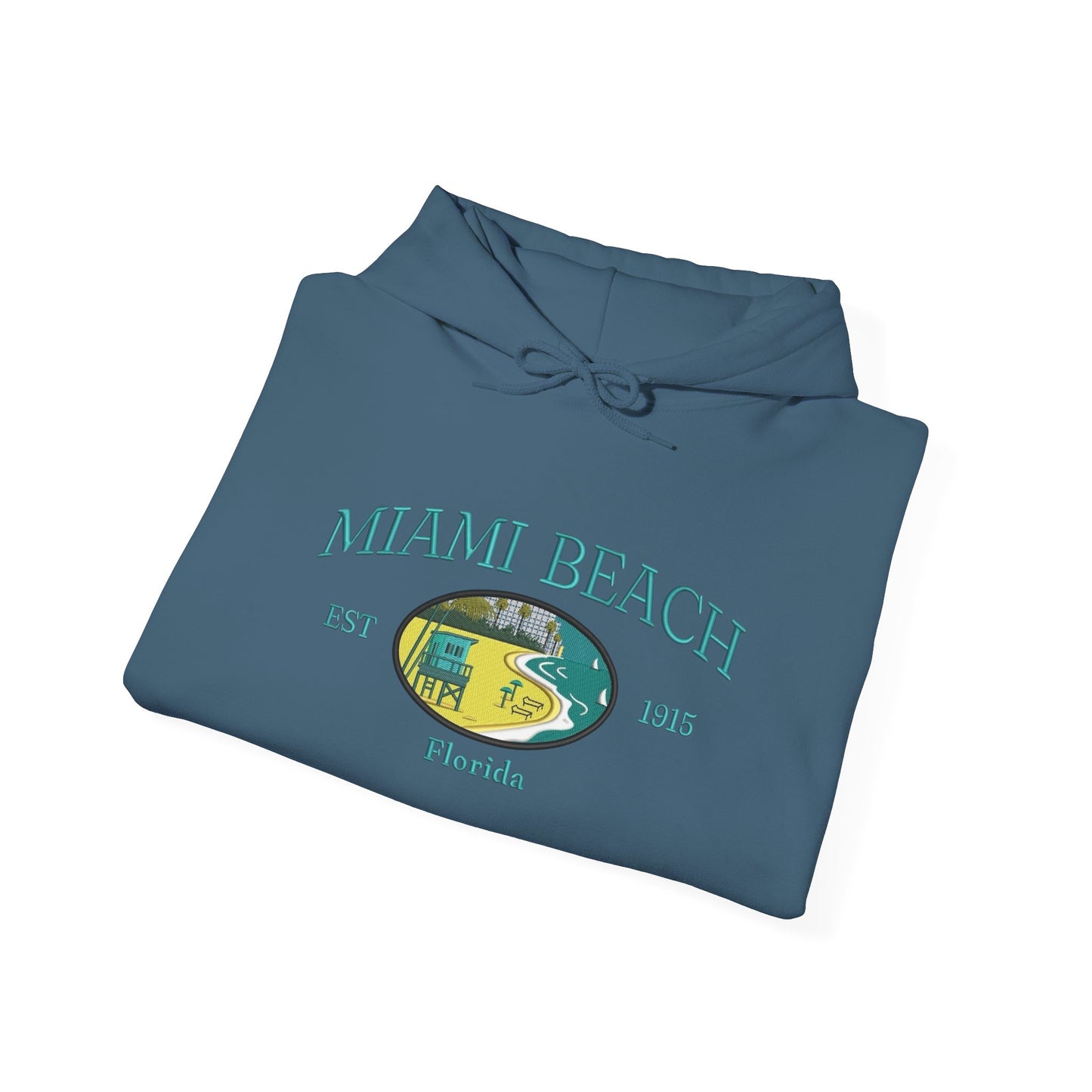 Miami Beach Retro Graphic Hoodie Heavy Blend Sweatshirt NEW