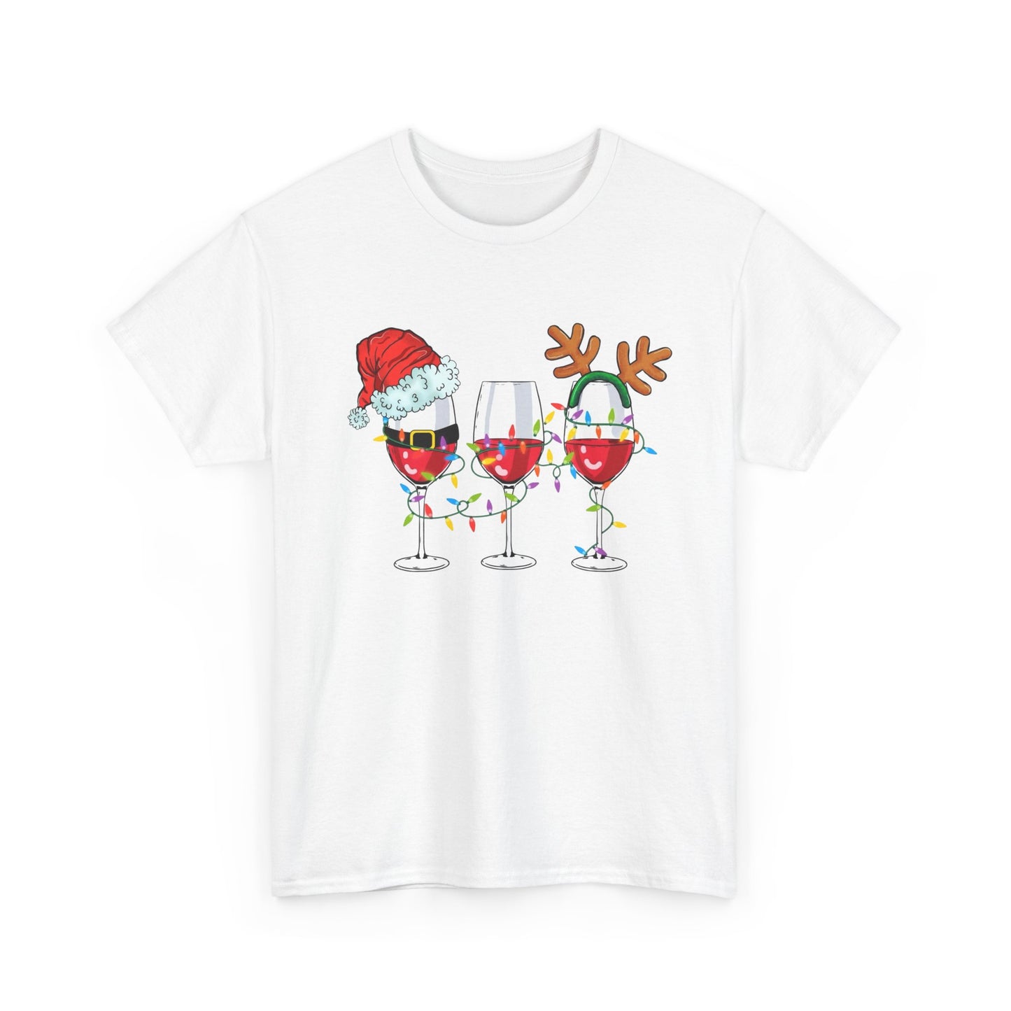 Holiday Spirit Wine Glasses Graphic T Shirt NEW ADULT