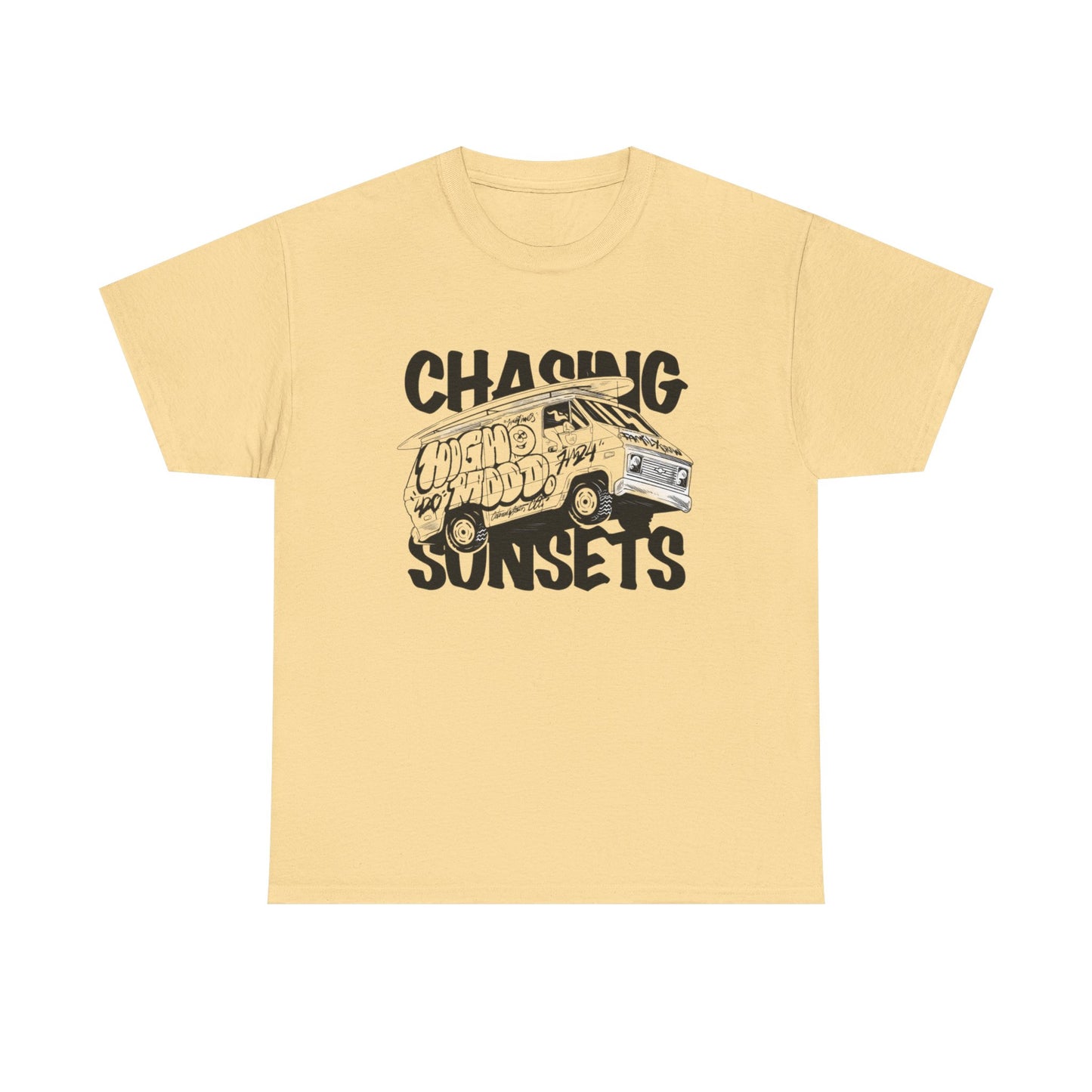 Chasing Sunsets Surfing Graphic T Shirt NEW Unisex Heavy Cotton Tee