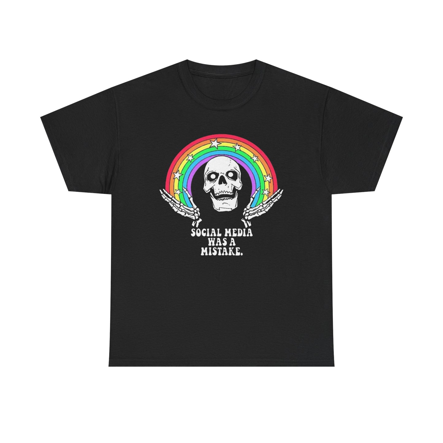 Social Media Was A Mistake Graphic T-Shirt Comfy Cotton Tee Brand NEW