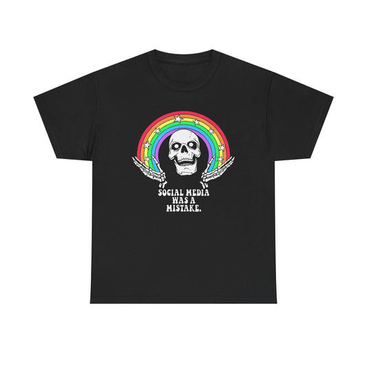 Social Media Was A Mistake Graphic T-Shirt Comfy Cotton Tee Brand NEW