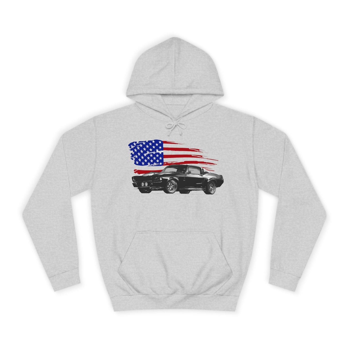 Mustang Hoodie Ford Vintage Retro American Flag Poster Unisex College Hoodie