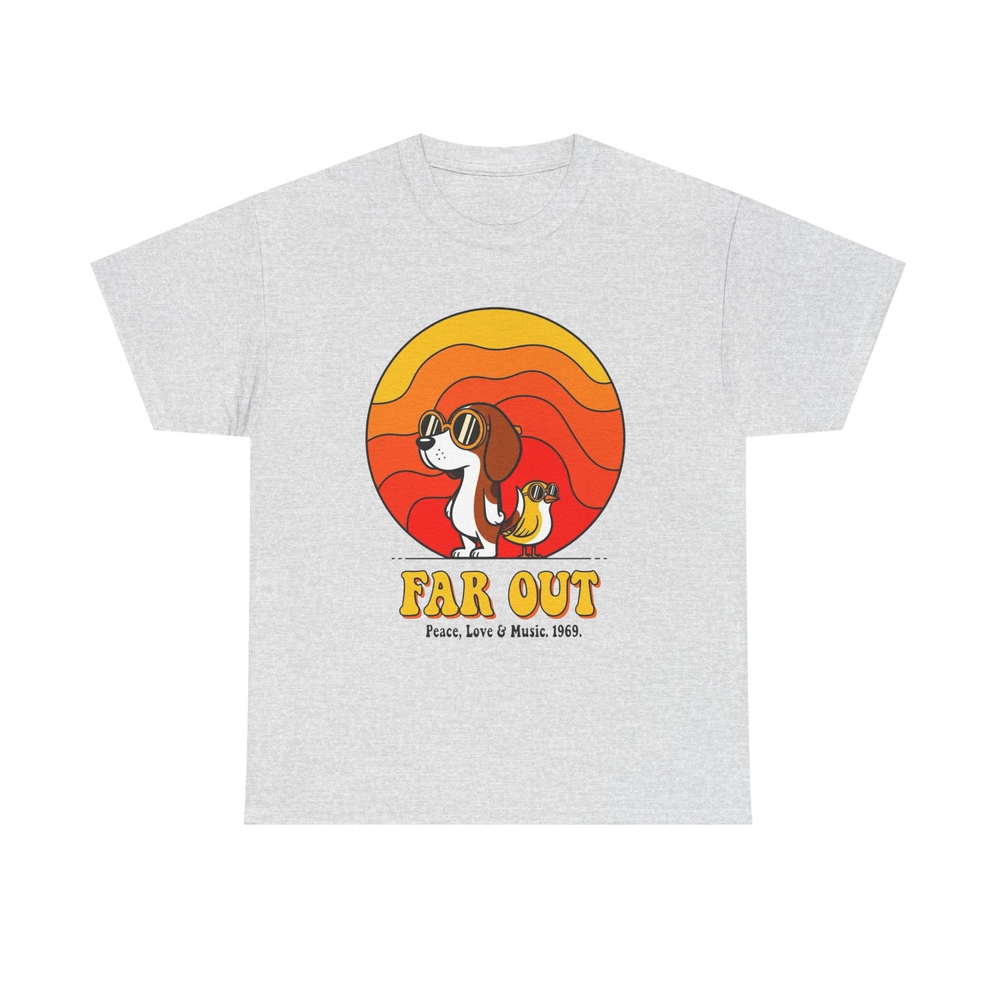 Woodstock 1969 Vintage Far Out Graphic T Shirt Unisex Heavy Cotton Tee