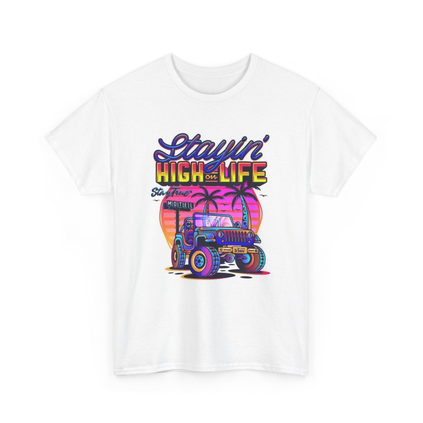 High On Life Jeep Graphic T Shirt Vintage Retro Apparel Heavy Cotton Tee