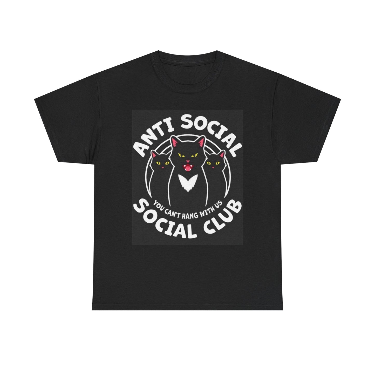 Anti Social Social Club T Shirt Cat Graphic Funny Unisex Heavy Cotton Tee