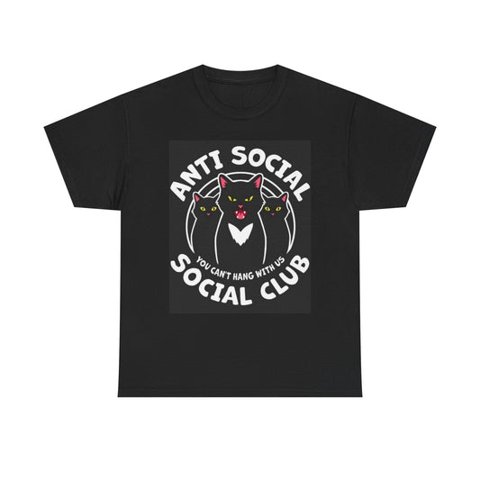Anti Social Social Club T Shirt Cat Graphic Funny Unisex Heavy Cotton Tee