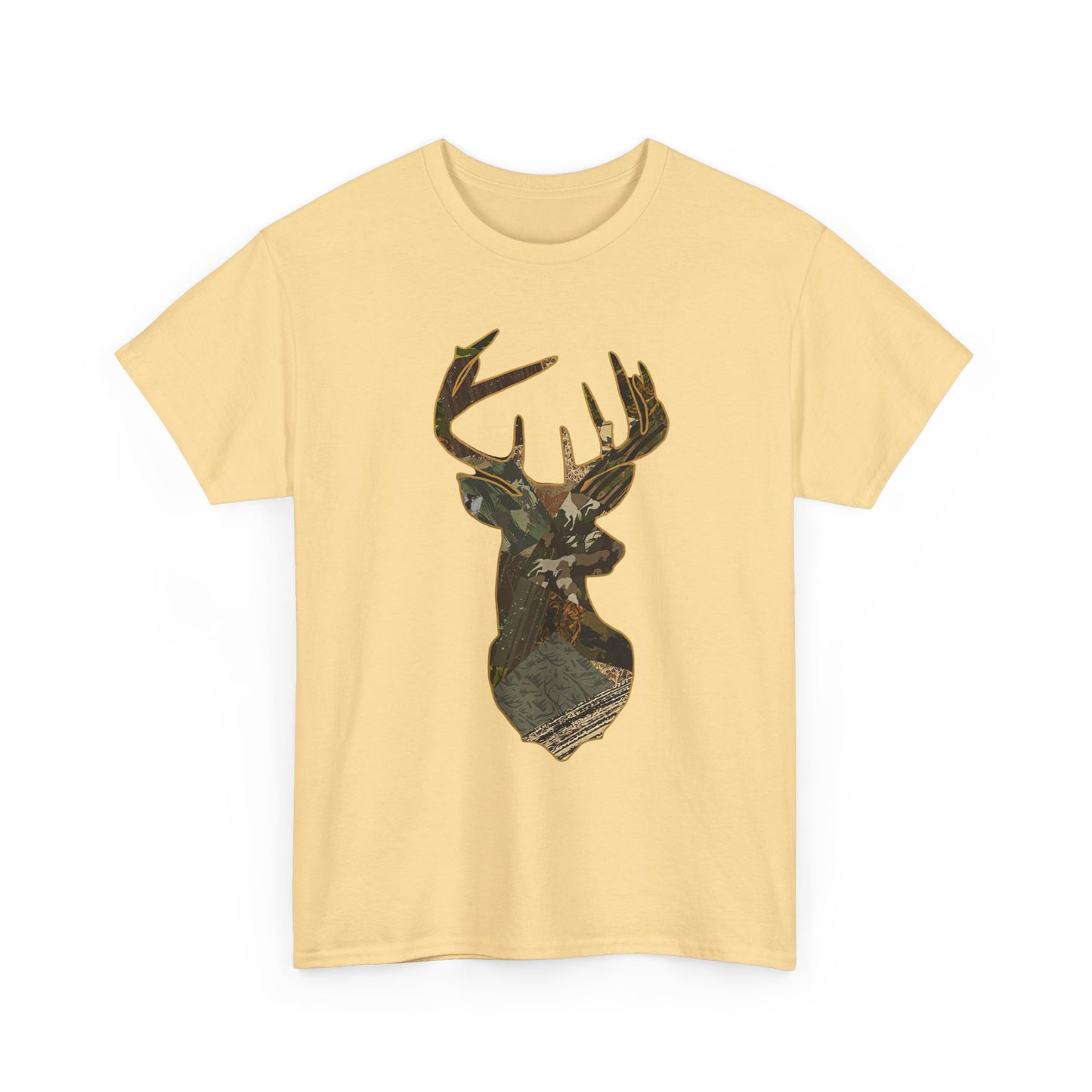 Camo Deer Buck Graphic T Shirt Unisex Heavy Cotton Tee NEW